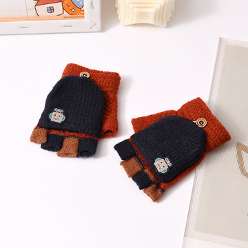 Clamshell Half-finger Warm And Cute Knitted Gloves