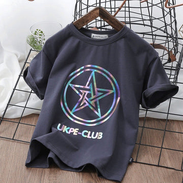 Reflective Star Design Short Sleeve T-Shirt