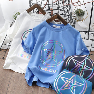 Reflective Star Design Short Sleeve T-Shirt