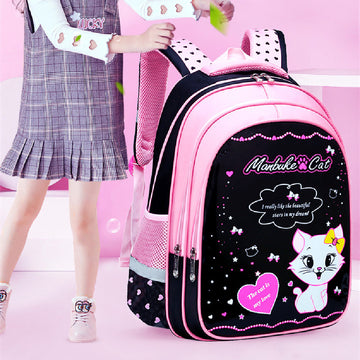 Girls Cute Cat Print Design School Backpack