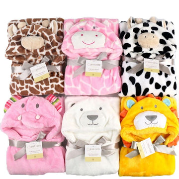 Baby Fleece Bathrobe/Towel with Animal Design Hoody