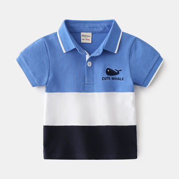 Korean Style Cute Whale Embroidered Polo Shirts