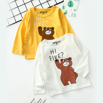 Cartoon Hi-Five Bear Long Sleeve Shirt