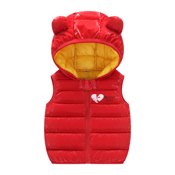 Warm Down Vest, Unisex Sleeveless Outerwear Vests Hooded Jackets