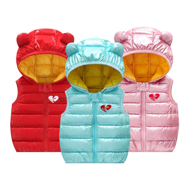 Warm Down Vest, Unisex Sleeveless Outerwear Vests Hooded Jackets