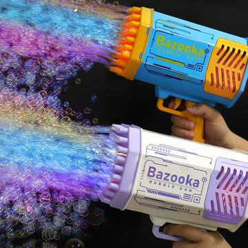 Bubble Gun Rocket 69 Holes Soap Bubbles Machine Gun Shape Automatic Blower With Light