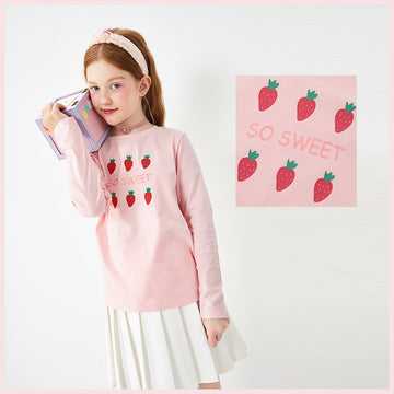 Cotton Long-sleeved Strawberry Design Shirt